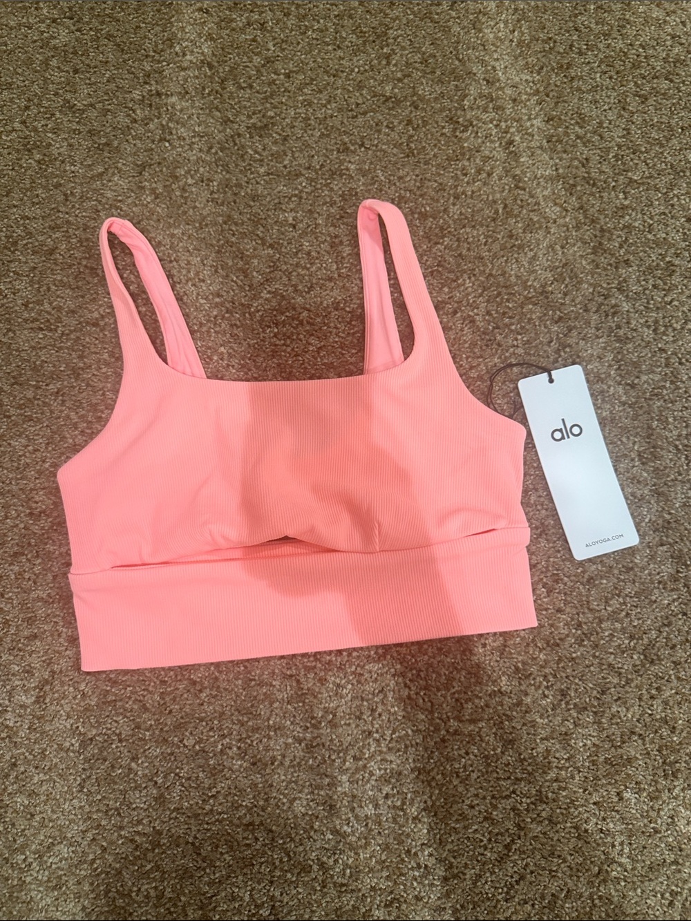 ALO Yoga neon bubblegum Ribbed Stretch Bralette